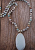 Boho Necklace, RH Rose Quart Amazonite, Oval Blue White Black Natural Stone
